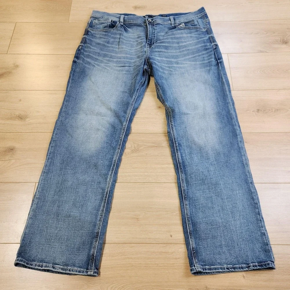 BKE Seth Bootcut Jeans Mens 42x32 Blue Med Wash Relaxed Fit Stretch Denim